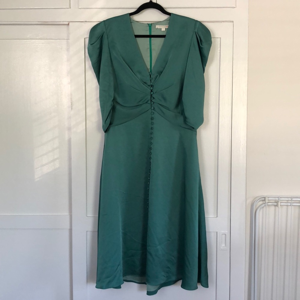 Jonathan Simkhai Ruched Front V-Neck Dress